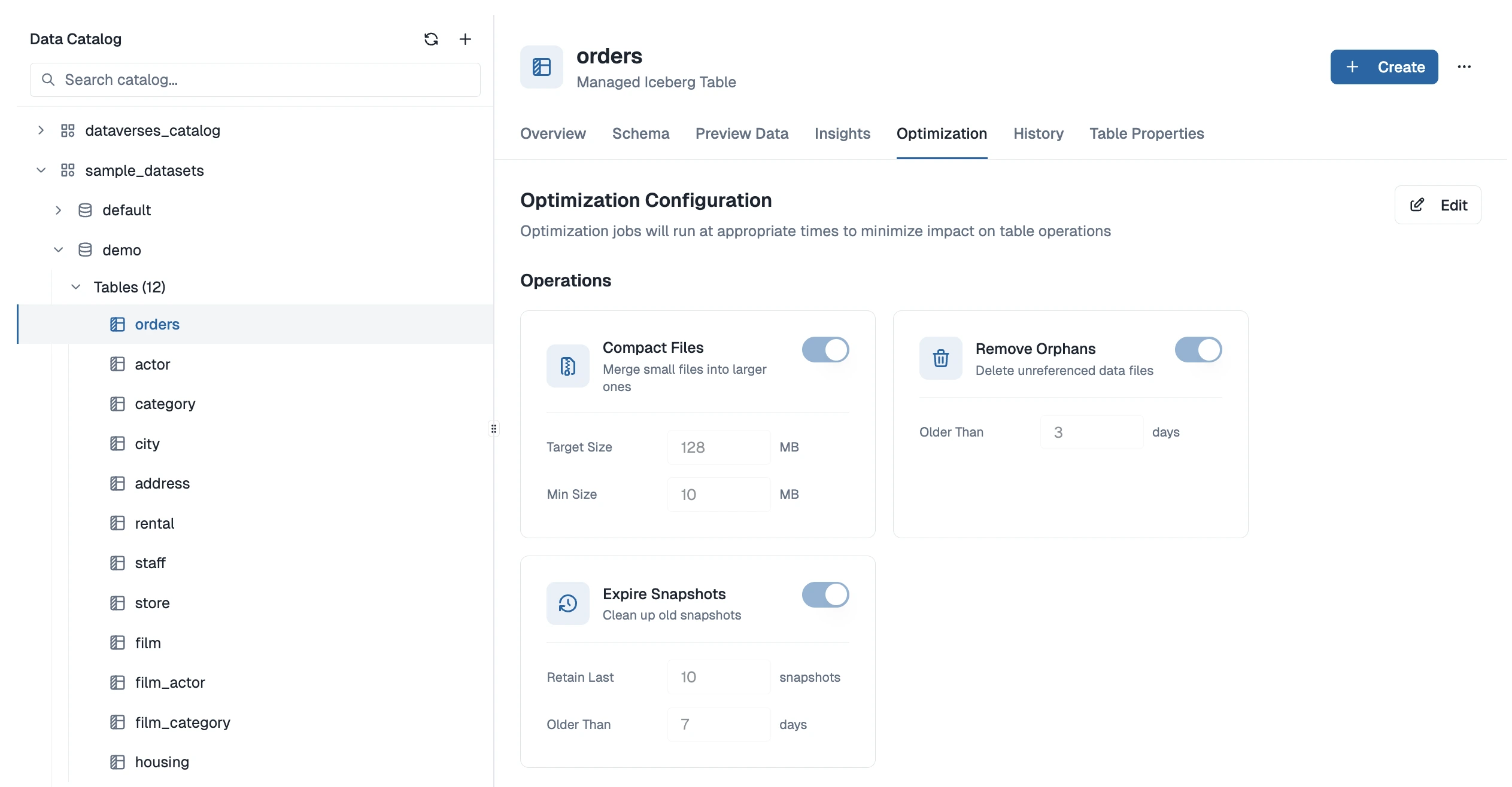 Dataverses Automated Table Optimization