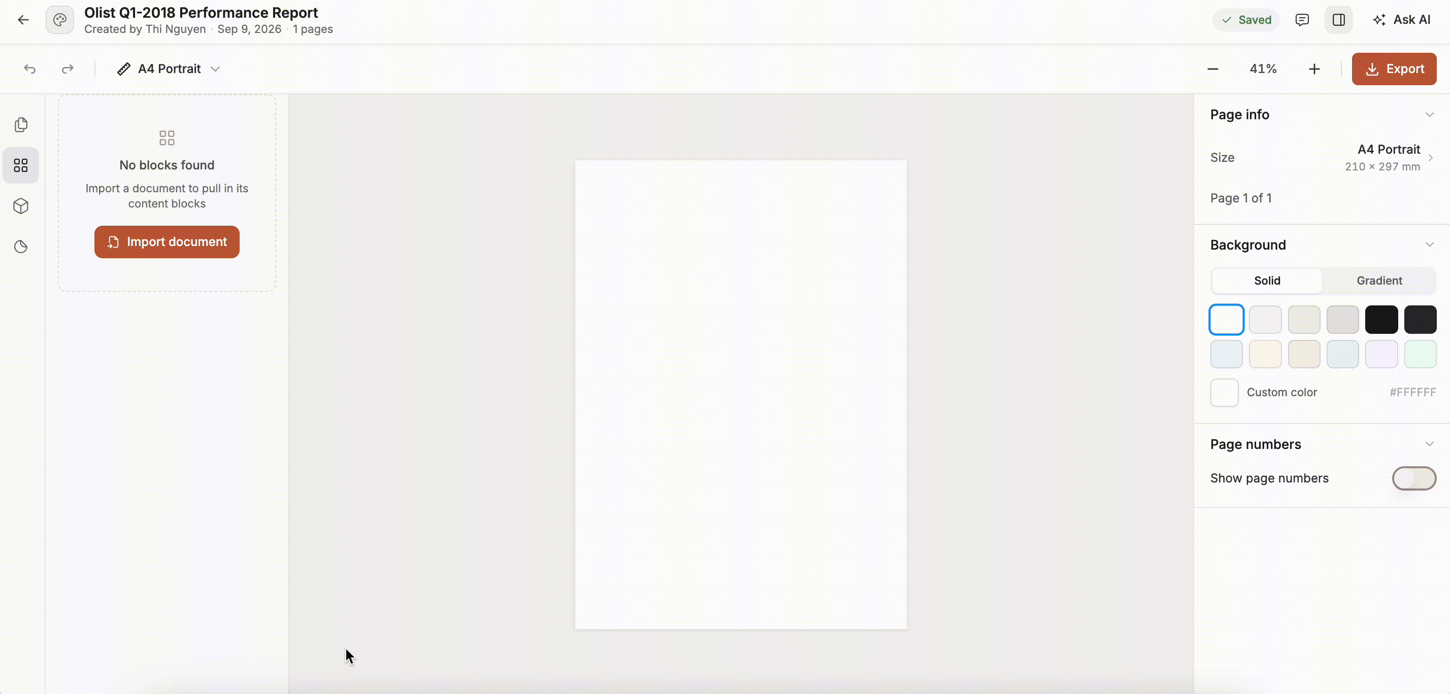 Importing a Connect report into Design Canvas
