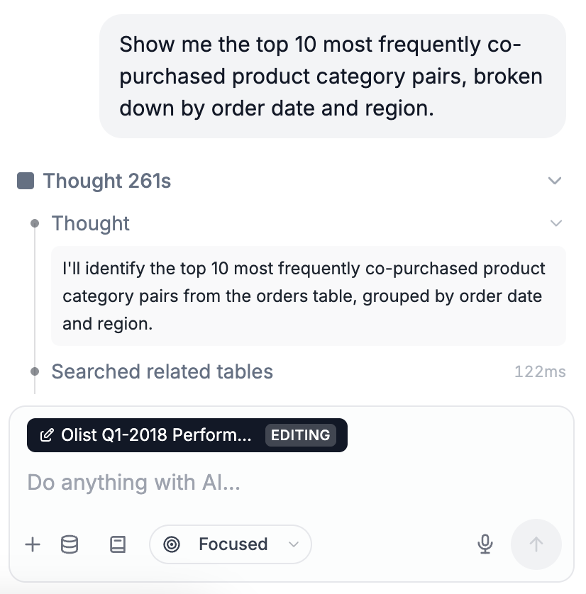 Asking Astra a question inside a Connect report