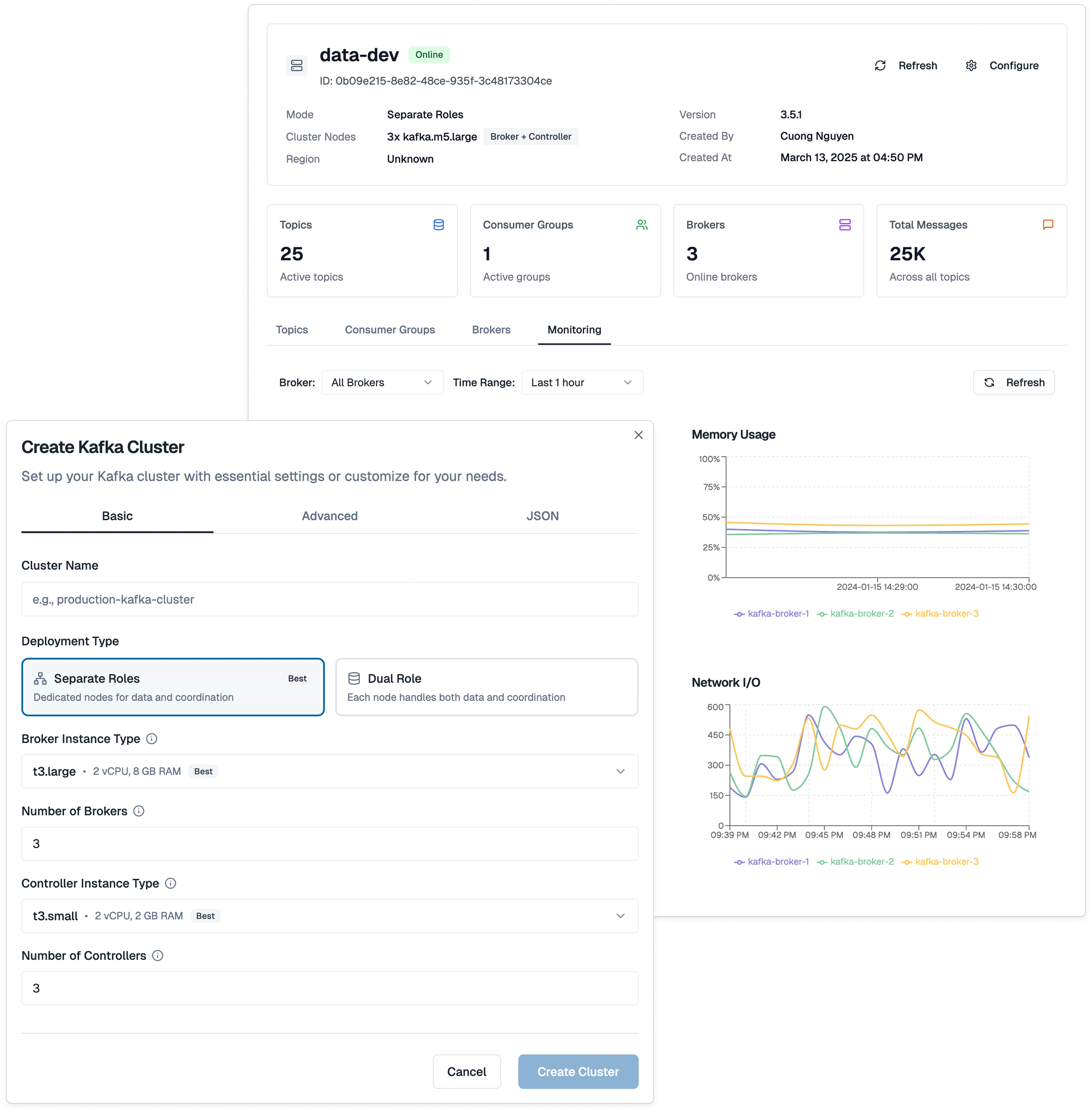 Kafka Monitoring Dashboard - Dataverses Managed Kafka