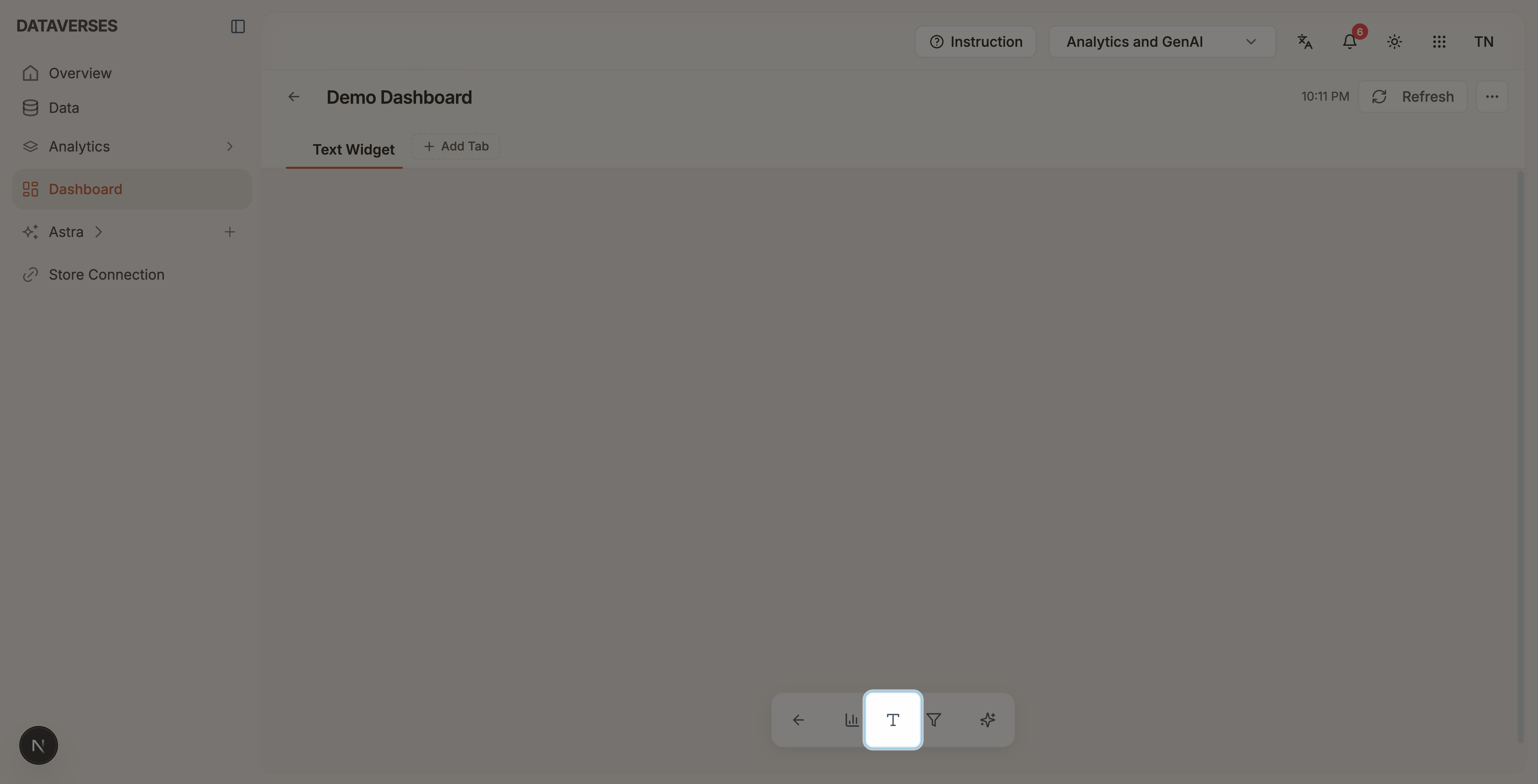 Dashboard Text Widget